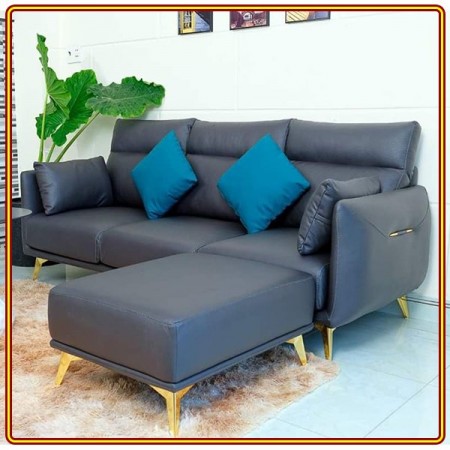 Home Vip - Gris :  Bộ Ghế Sofa Băng + Đôn Góc L - Màu Xám Tro
